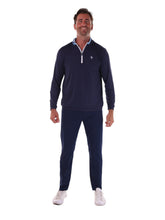 White Water Life Long Beach quarter zip long sleeve shirt in navy, ultra-soft and lightweight fabric, casual and comfortable fit.