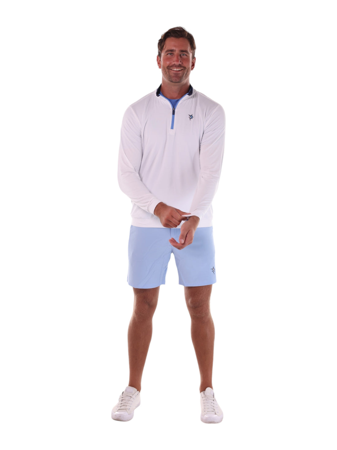 White Water Life Long Beach Quarter Zip long sleeve shirt, ultra-soft lightweight fabric, shown with cuff detail.