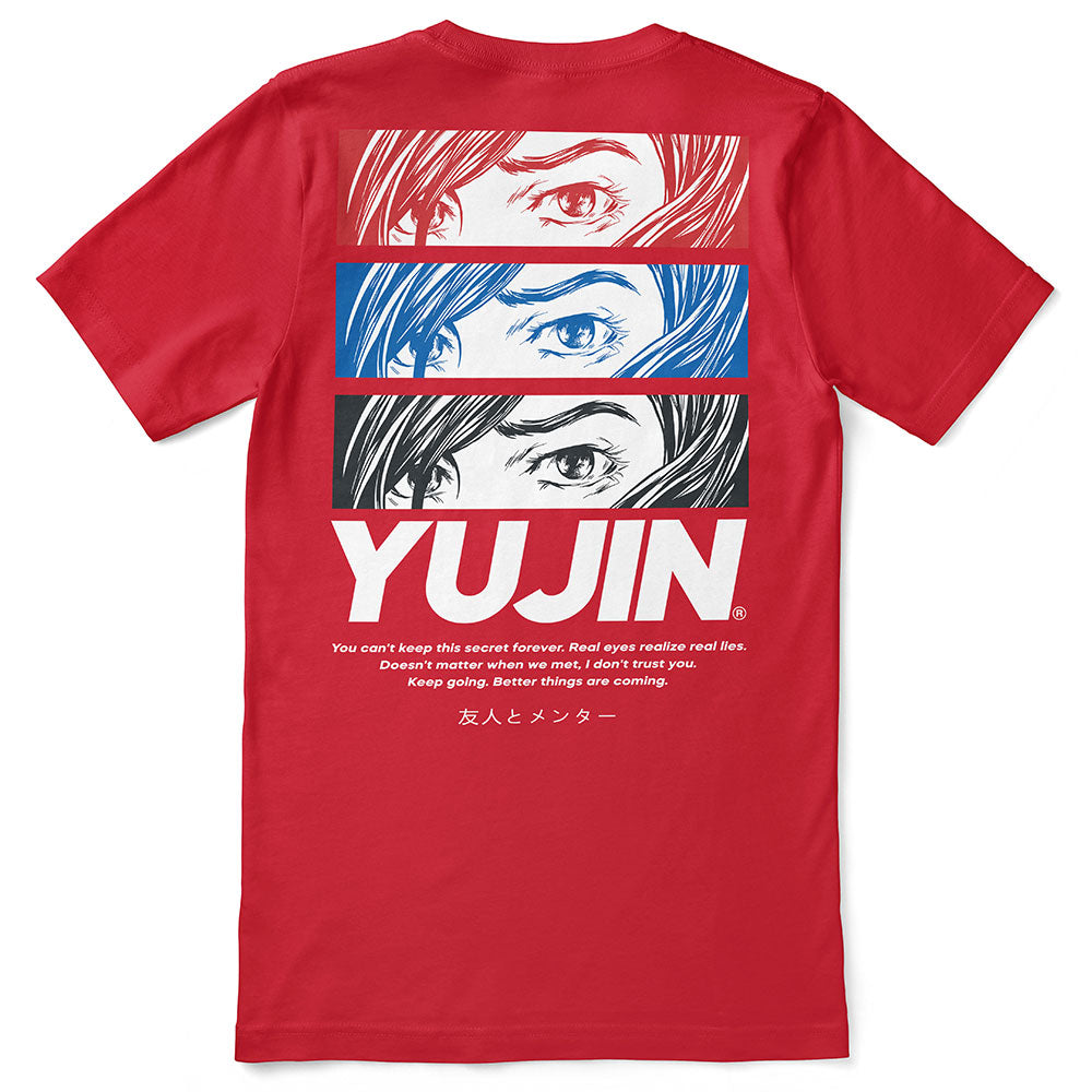 Yūjin Clothing Lies T-Shirt featuring a casual design with a comfortable fit, displayed on a neutral background.