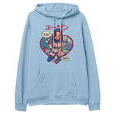 Yūjin Clothing Got Your Milkies hoodie showing a soft, gray hoodie with a front pocket and casual fit.