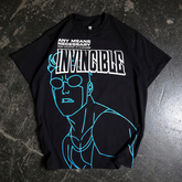 Black Invincible Line Art Series T-Shirt by Any Means Necessary Clothing featuring a bold front line art design.