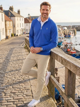 White Water Life Long Beach quarter zip long sleeve top in royal blue, lightweight and ultra soft fabric.