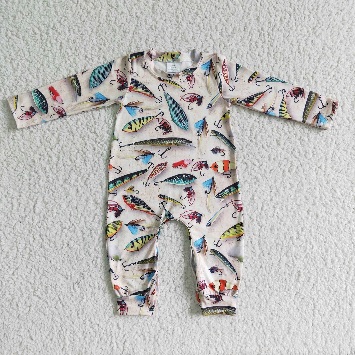 Fish print long sleeve baby boy romper