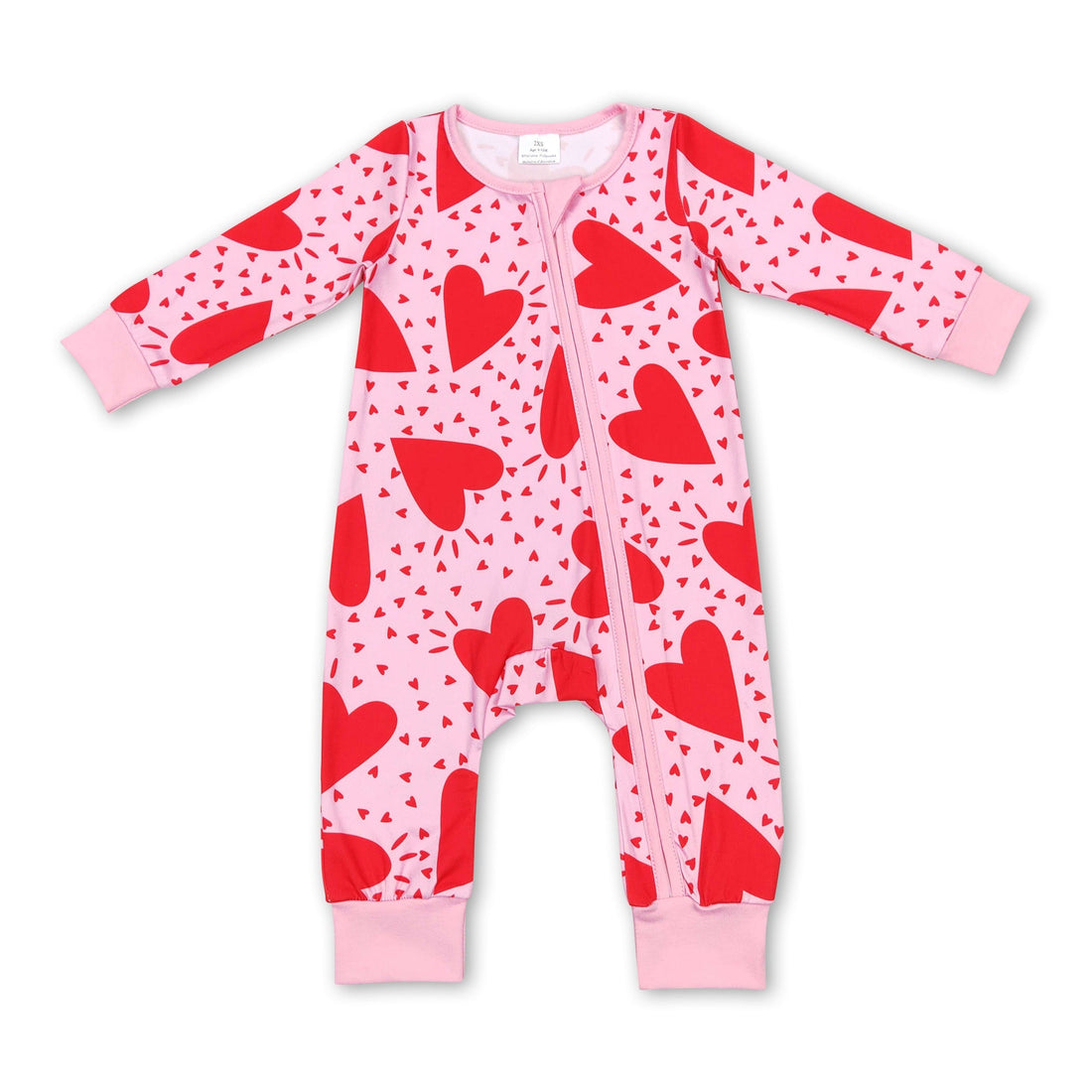 Pink heart long sleeves baby girls valentine&