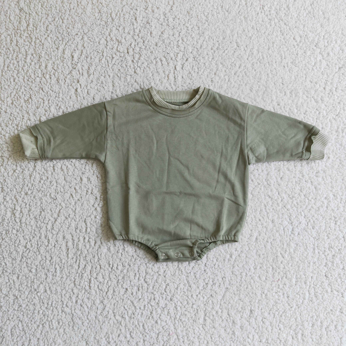Olive cotton long sleeves baby girls sweater romper