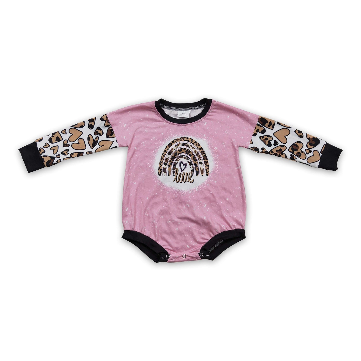 Leopard love rainbow pink baby girls Valentine&