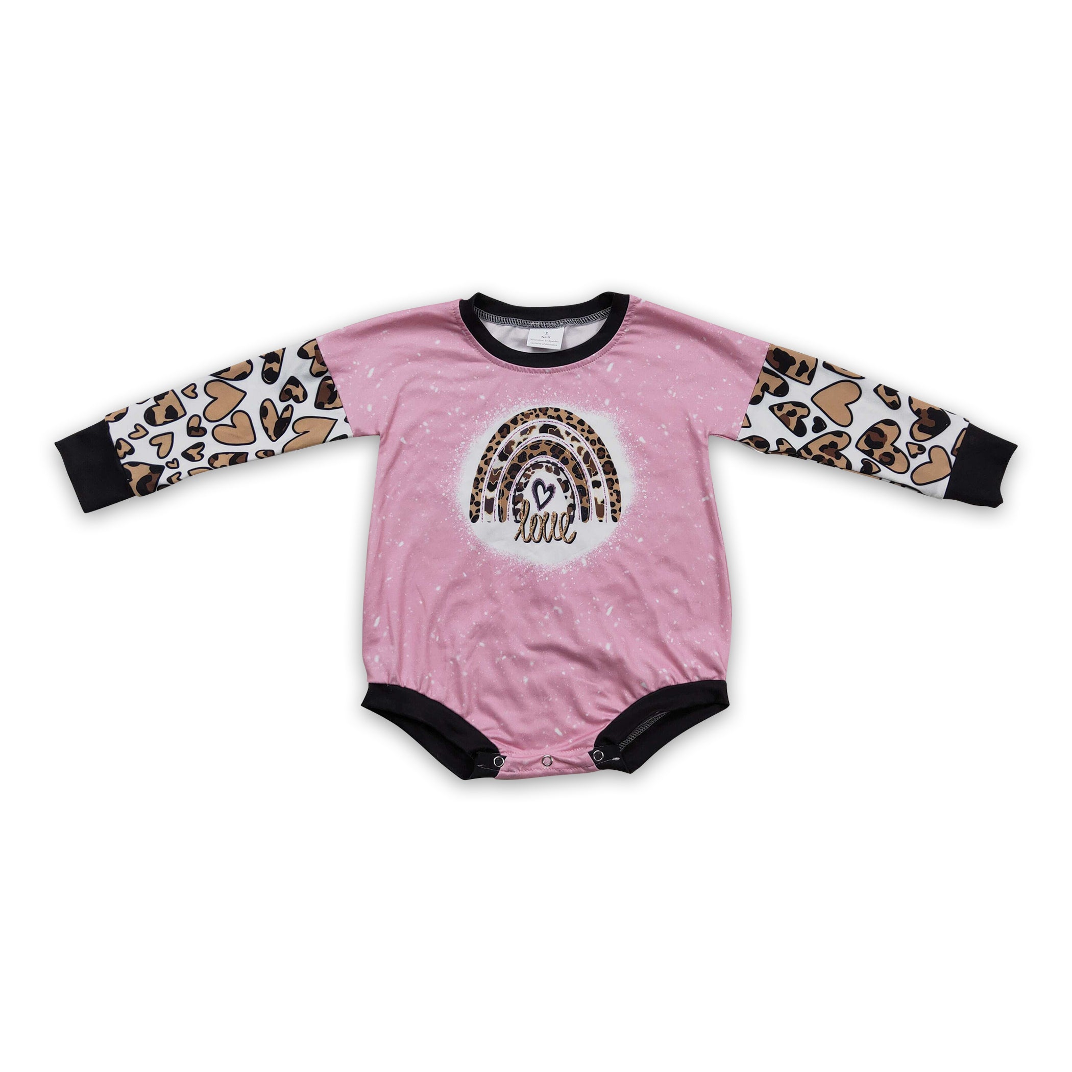 Leopard love rainbow pink baby girls Valentine&