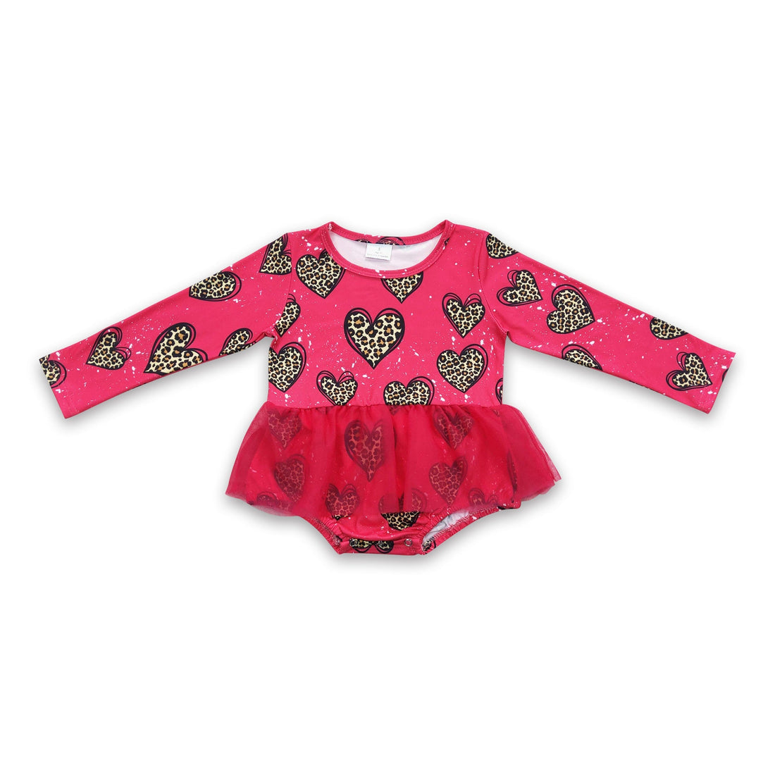 Leopard heart tulle baby girls valentine&