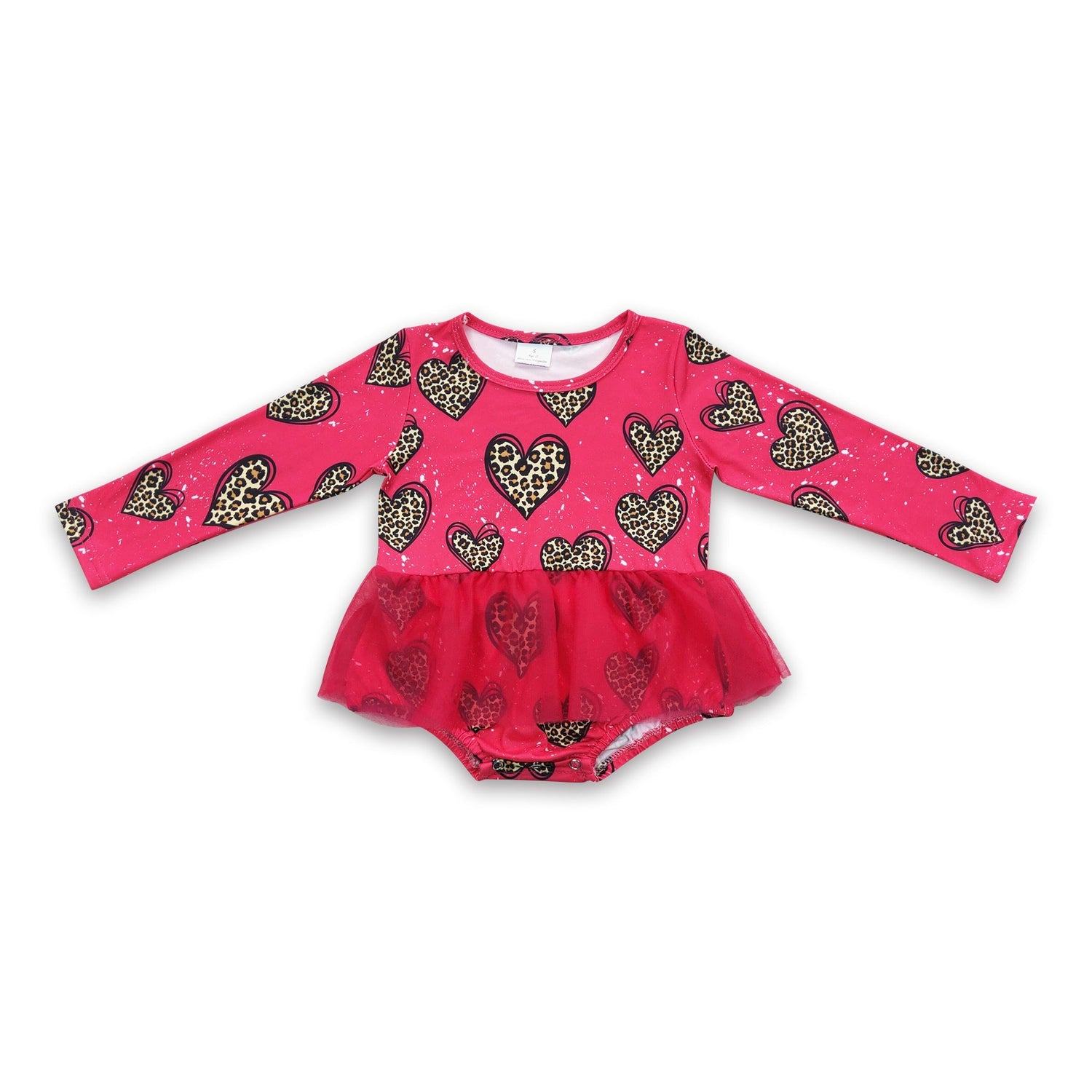 Leopard heart tulle baby girls valentine&