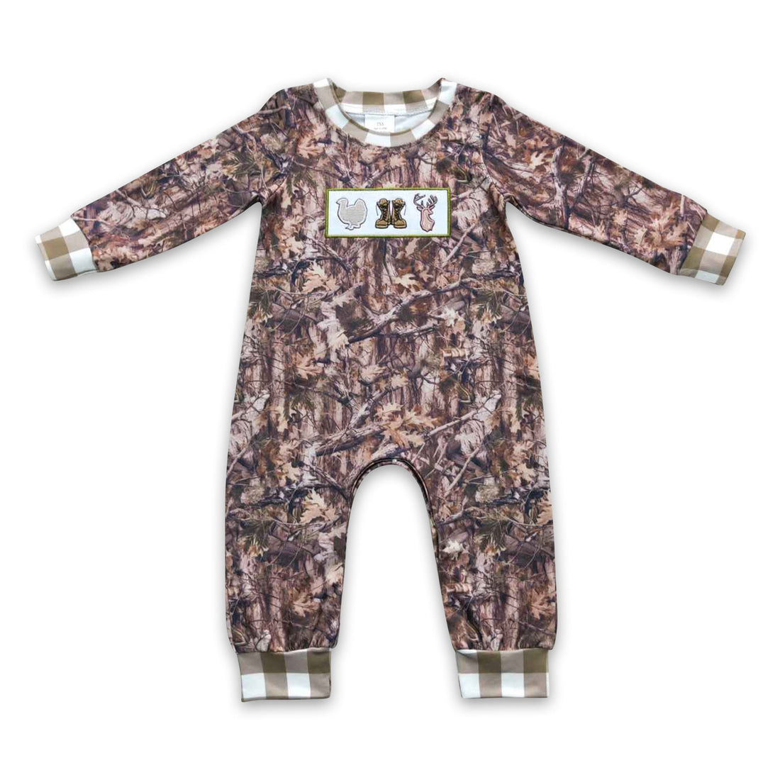 Long sleeves camo deer baby boy romper