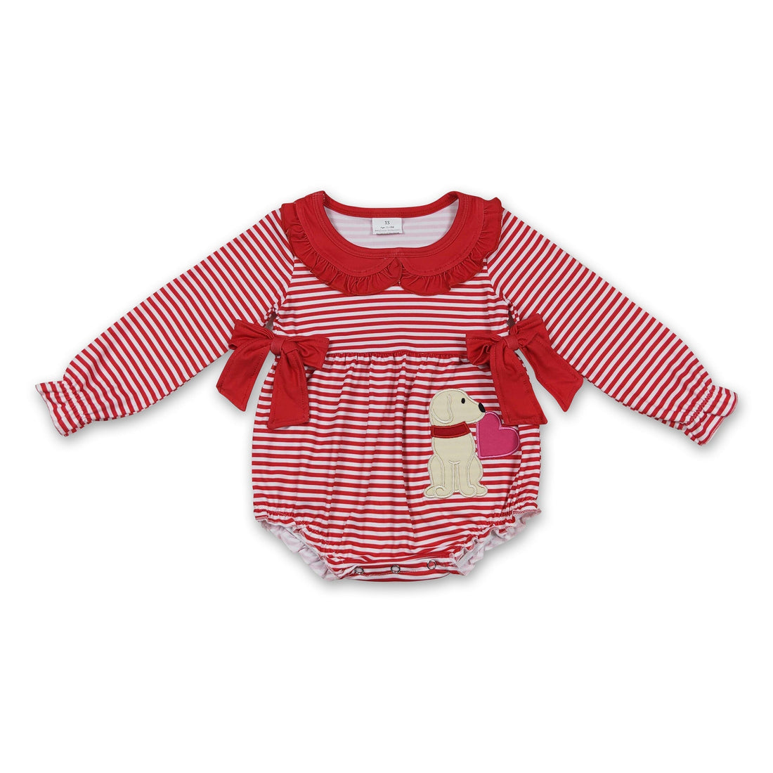 Red stripe dog heart baby girls Valentine&