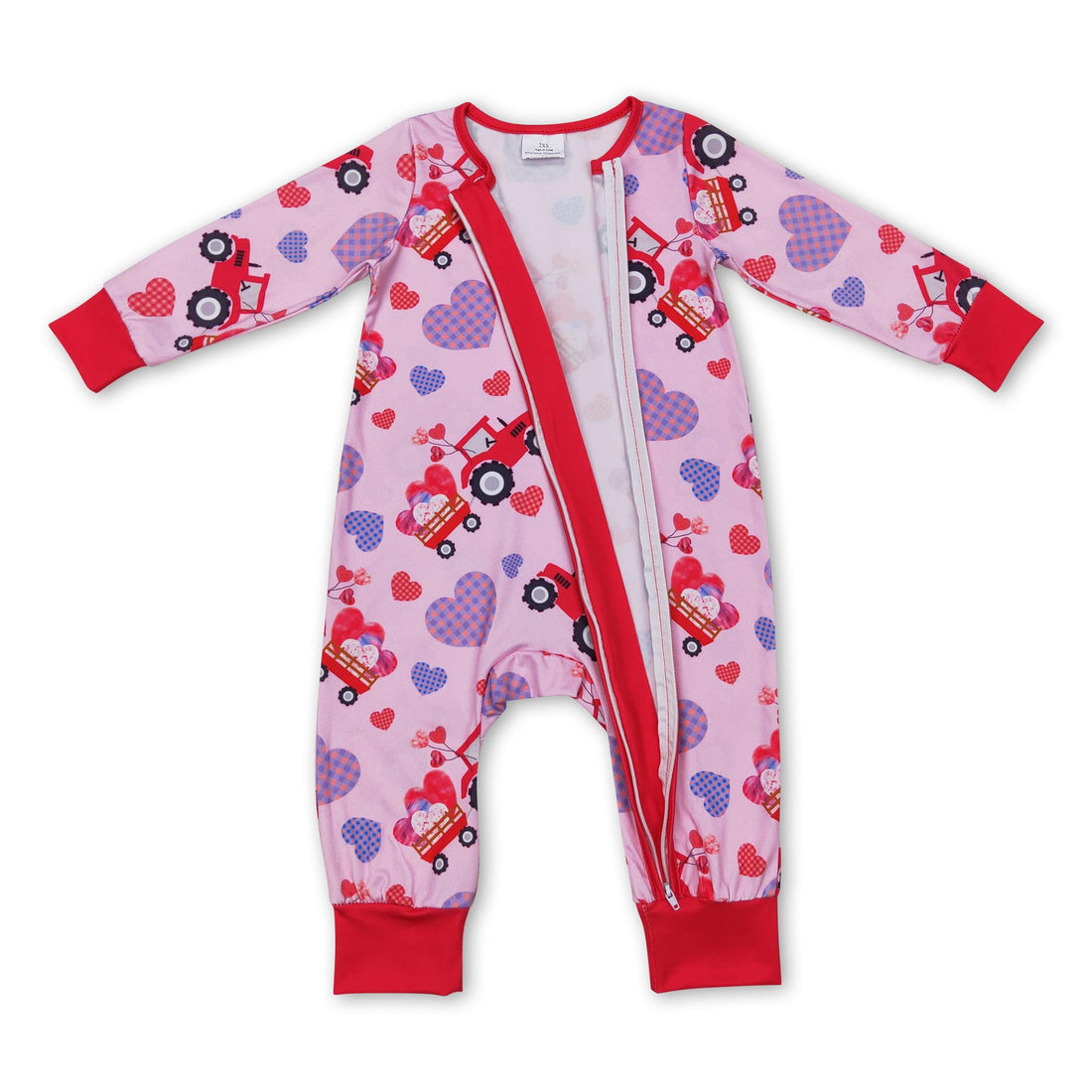 Long sleeves heart truck baby girls Valentine&