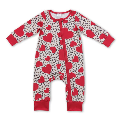 Long sleeves heart leopard baby girls Valentine&