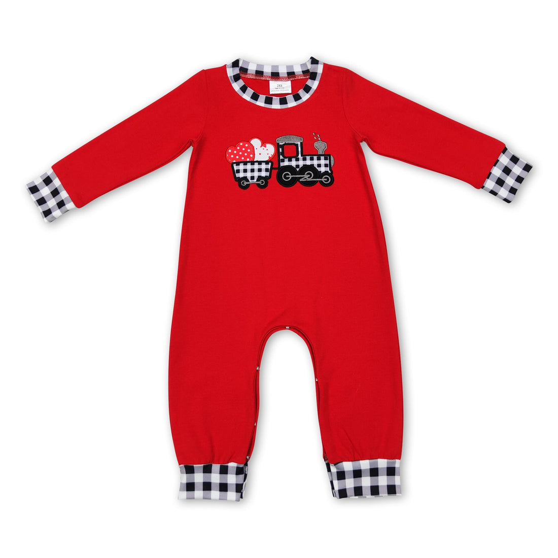Red plaid truck heart ruffle baby boy Valentine&