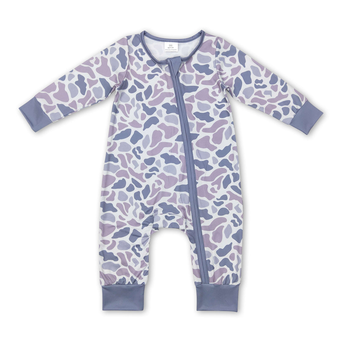 Long sleeves grey camo baby kids zipper romper