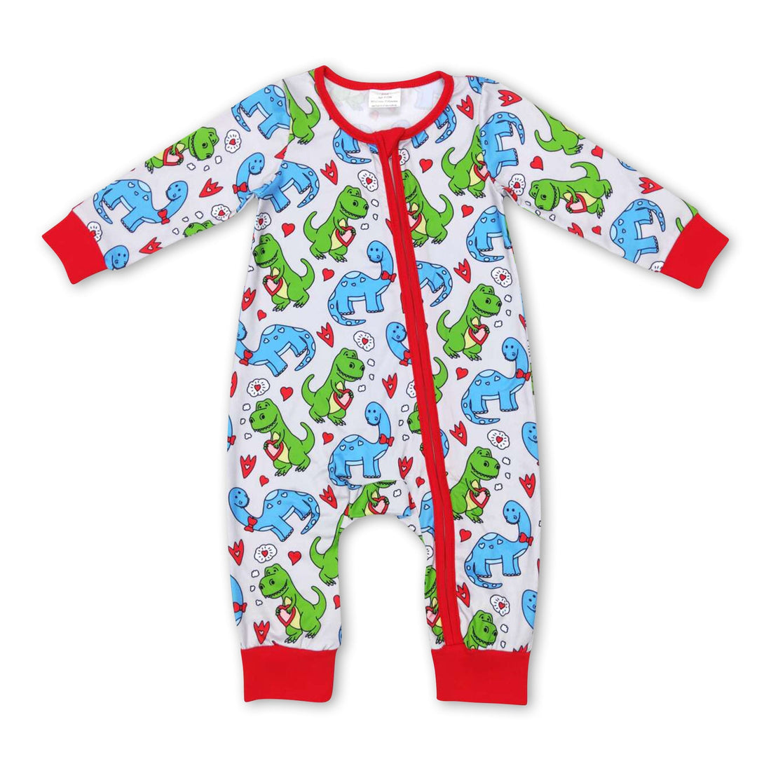 Red heart dinosaur baby kids valentine&