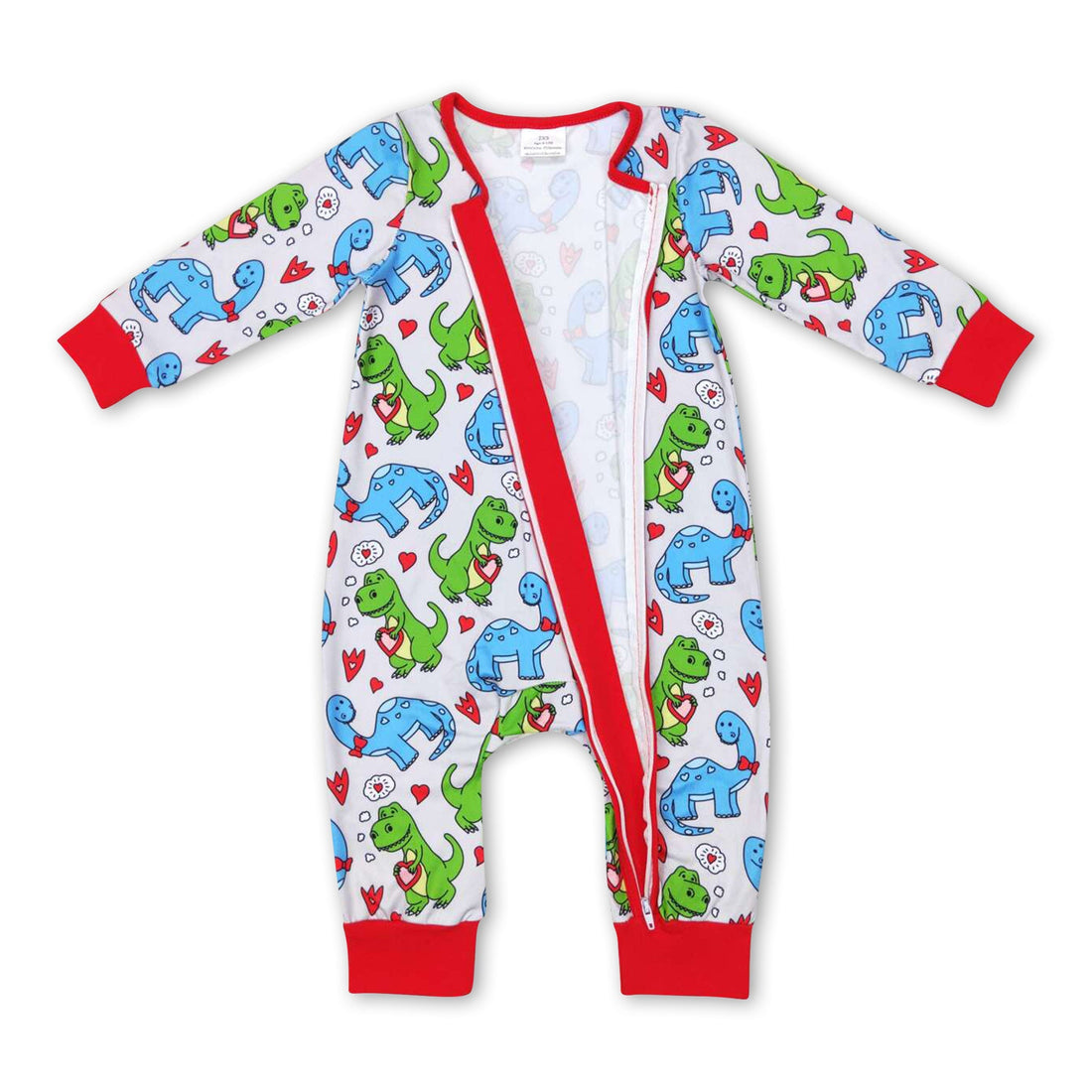 Red heart dinosaur baby kids valentine&