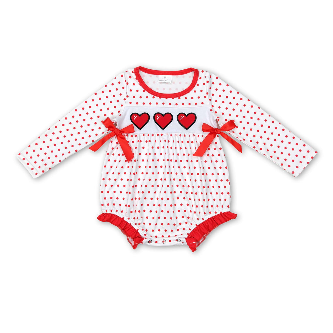 Red heart polka dots baby girls valentine&