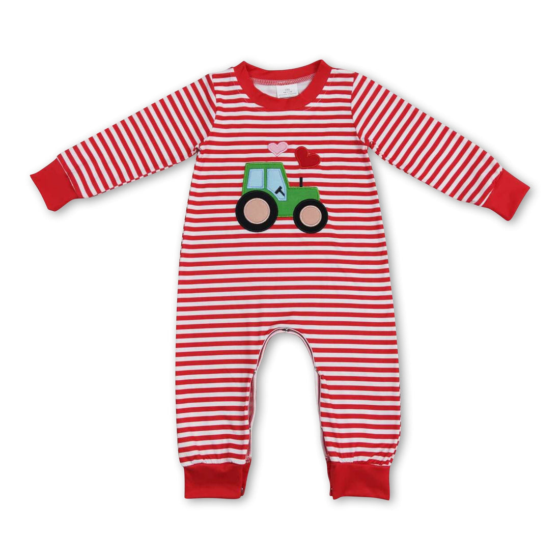 Red stripe long sleeves heart truck baby boys valentine&