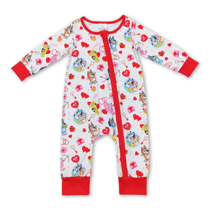 Red Heart dog long sleeves baby girls valentine&