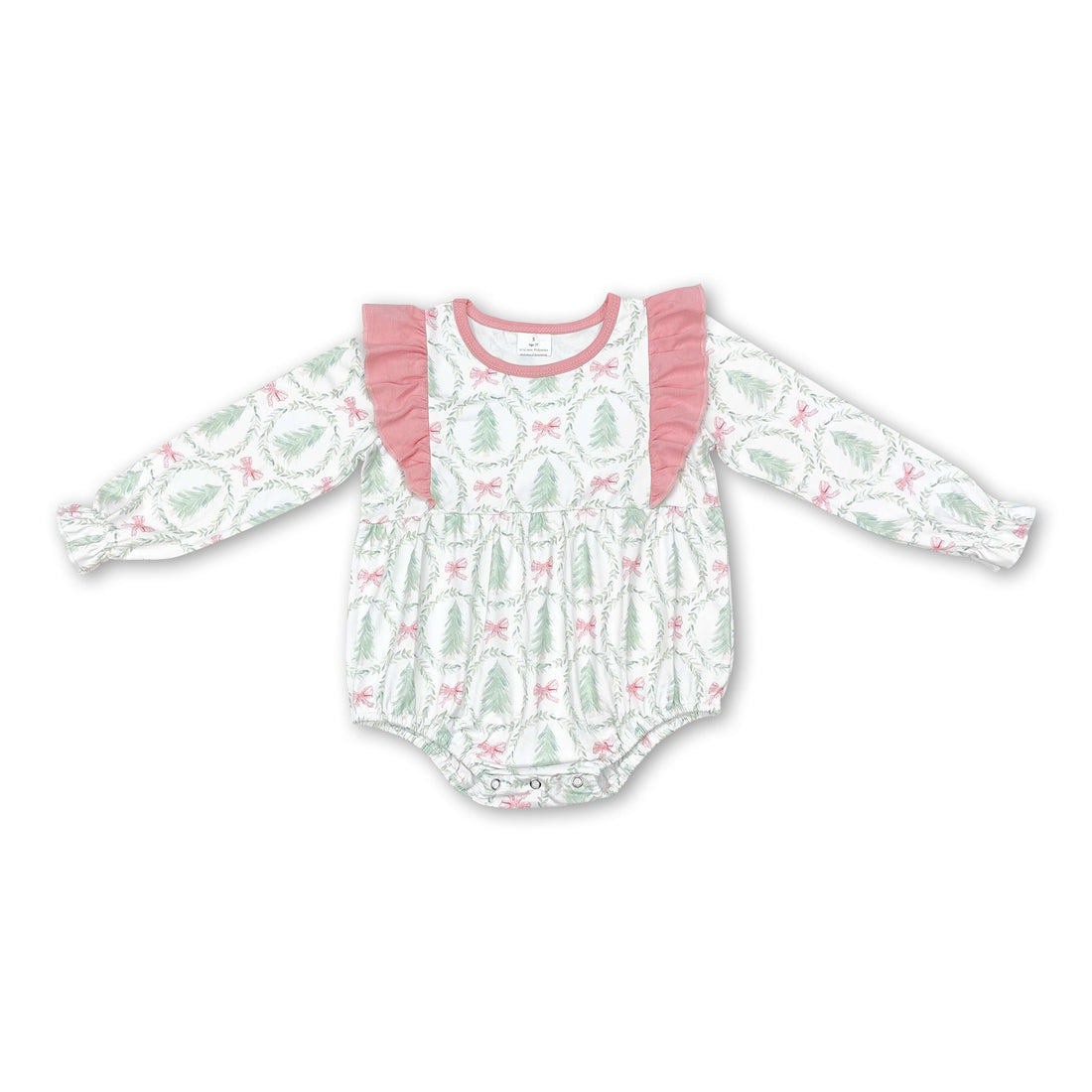 Long sleeves Christmas tree bow baby girls romper