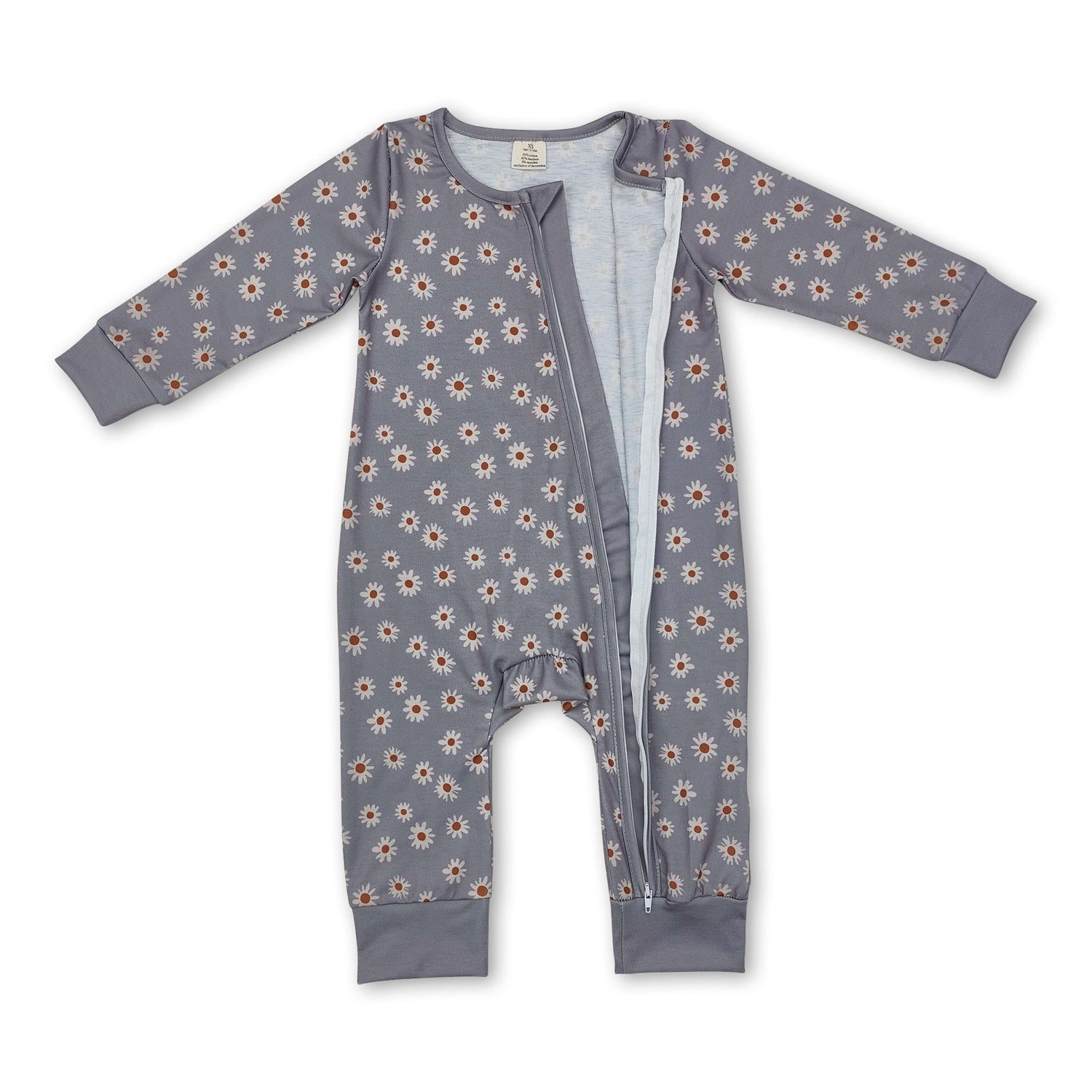 Long sleeves daisy baby girls zipper sleeper