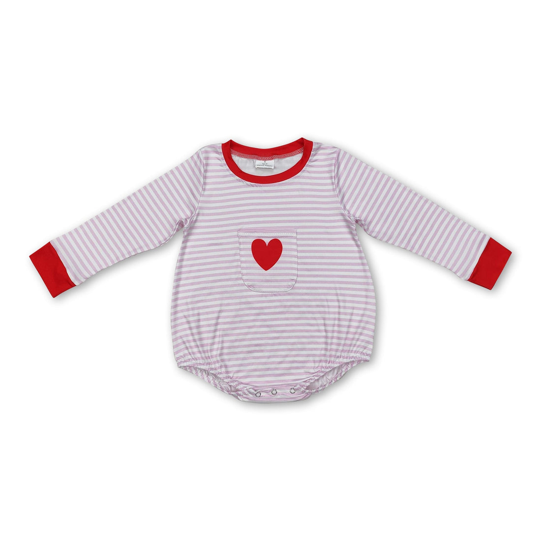 Pink stripe heart pocket baby girls Valentine&