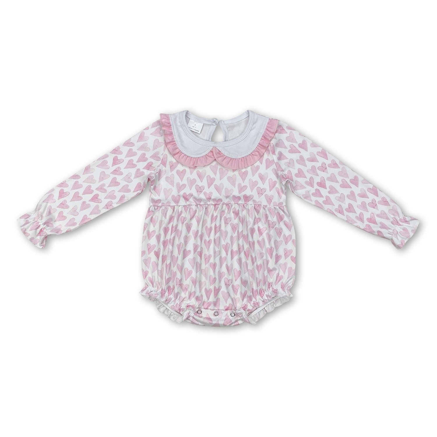 Pink heart long sleeves baby girls valentine&