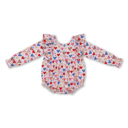 Long sleeves heart baby girls valentine&