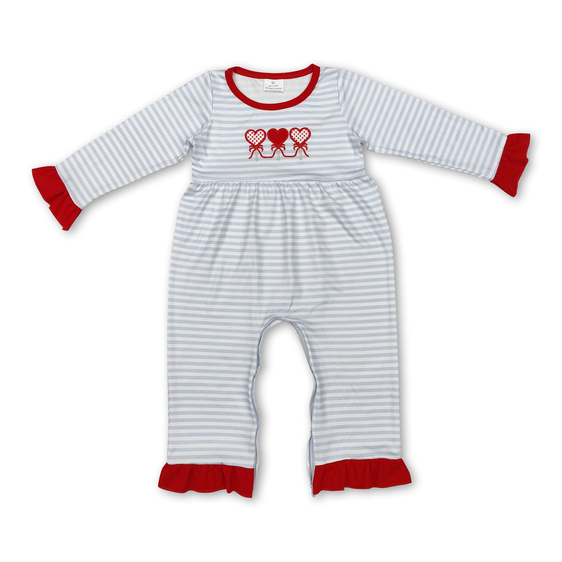 Grey stripe heart baby girls valentine&