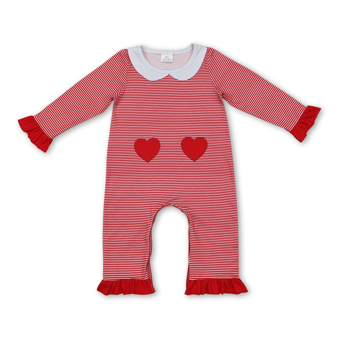 Red heart stripe long sleeves baby girls valentine&