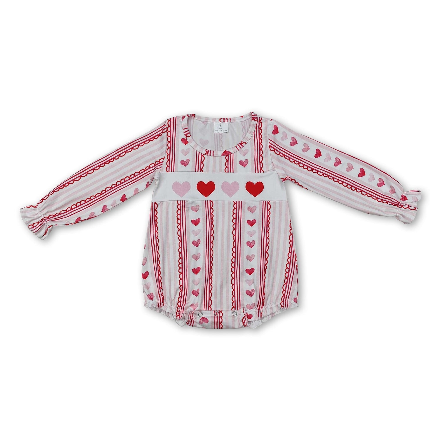 Long sleeves stripe heart baby girls valentine&