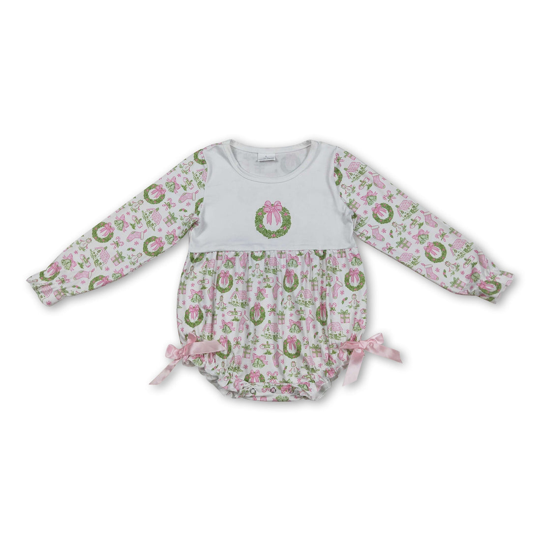 Pink bow socks ornaments girls Christmas romper