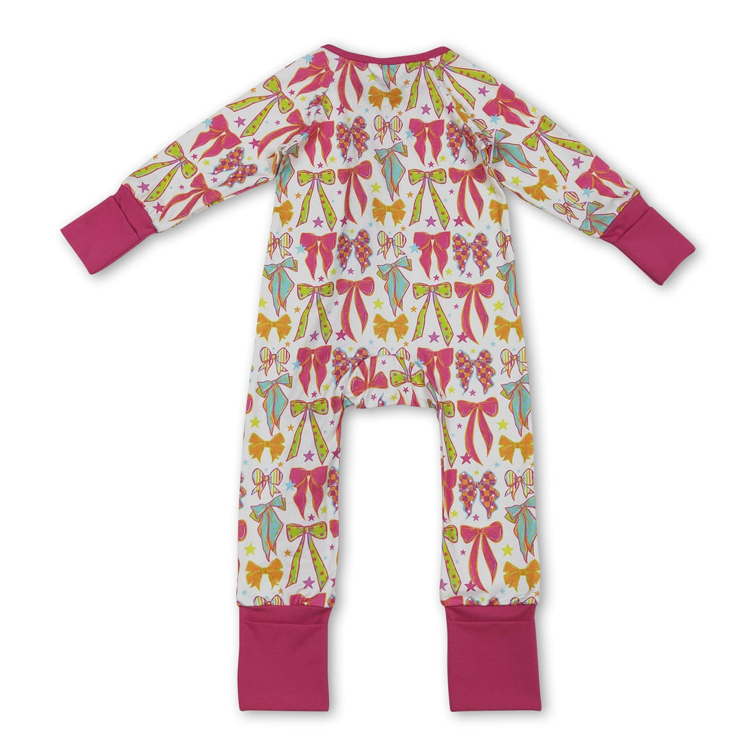Long sleeves colorful bow baby girls zipper romper