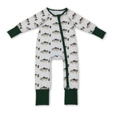 Mini Rodeo long sleeves fish zipper romper for baby boys, featuring a comfortable sleeper design with fish print.