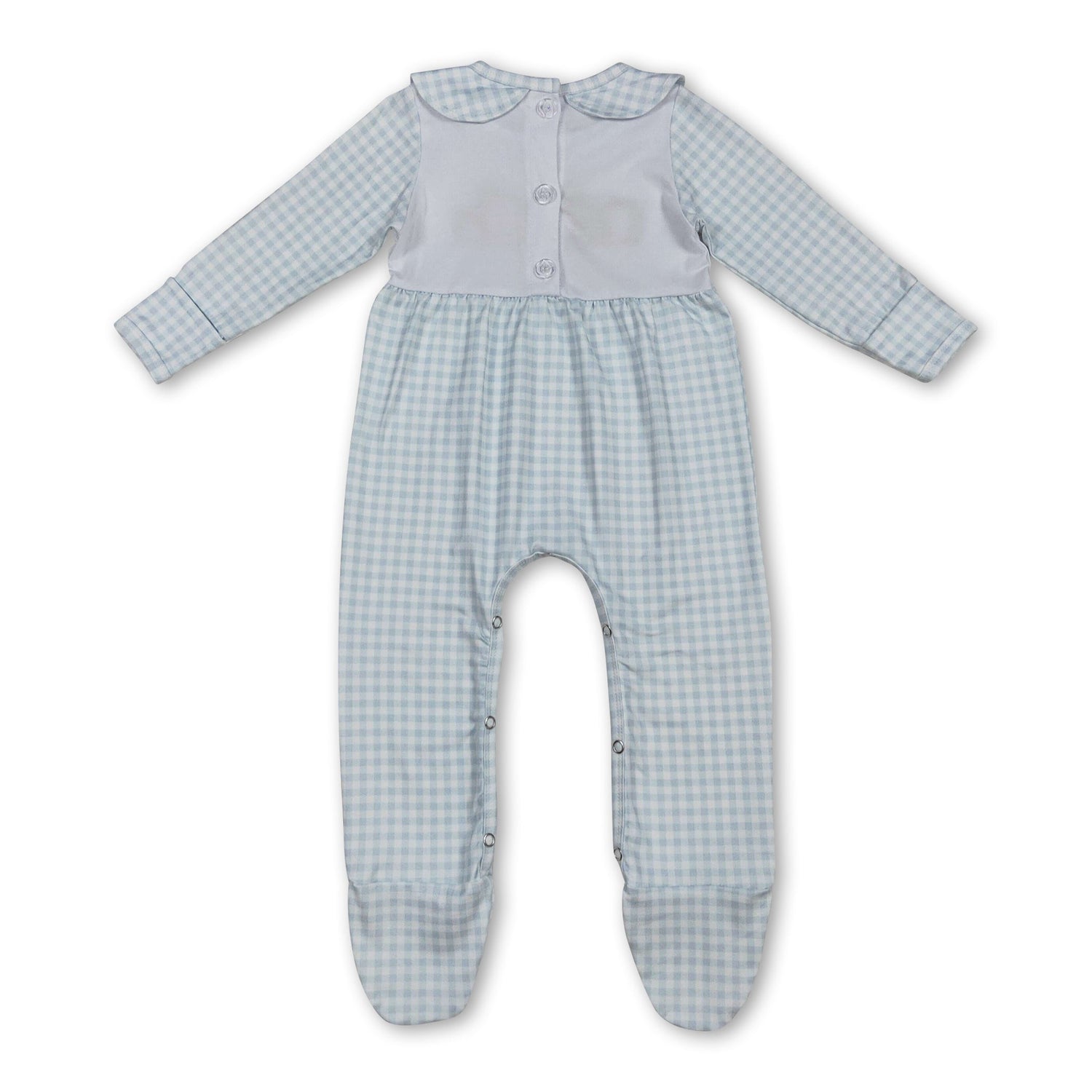 Long sleeves plaid pumpkin baby boy fall footed romper