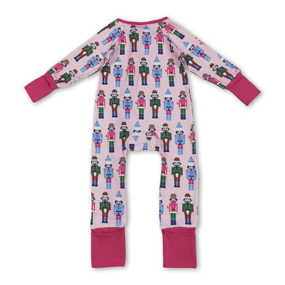 Pink ballet baby girls Christmas zipper romper