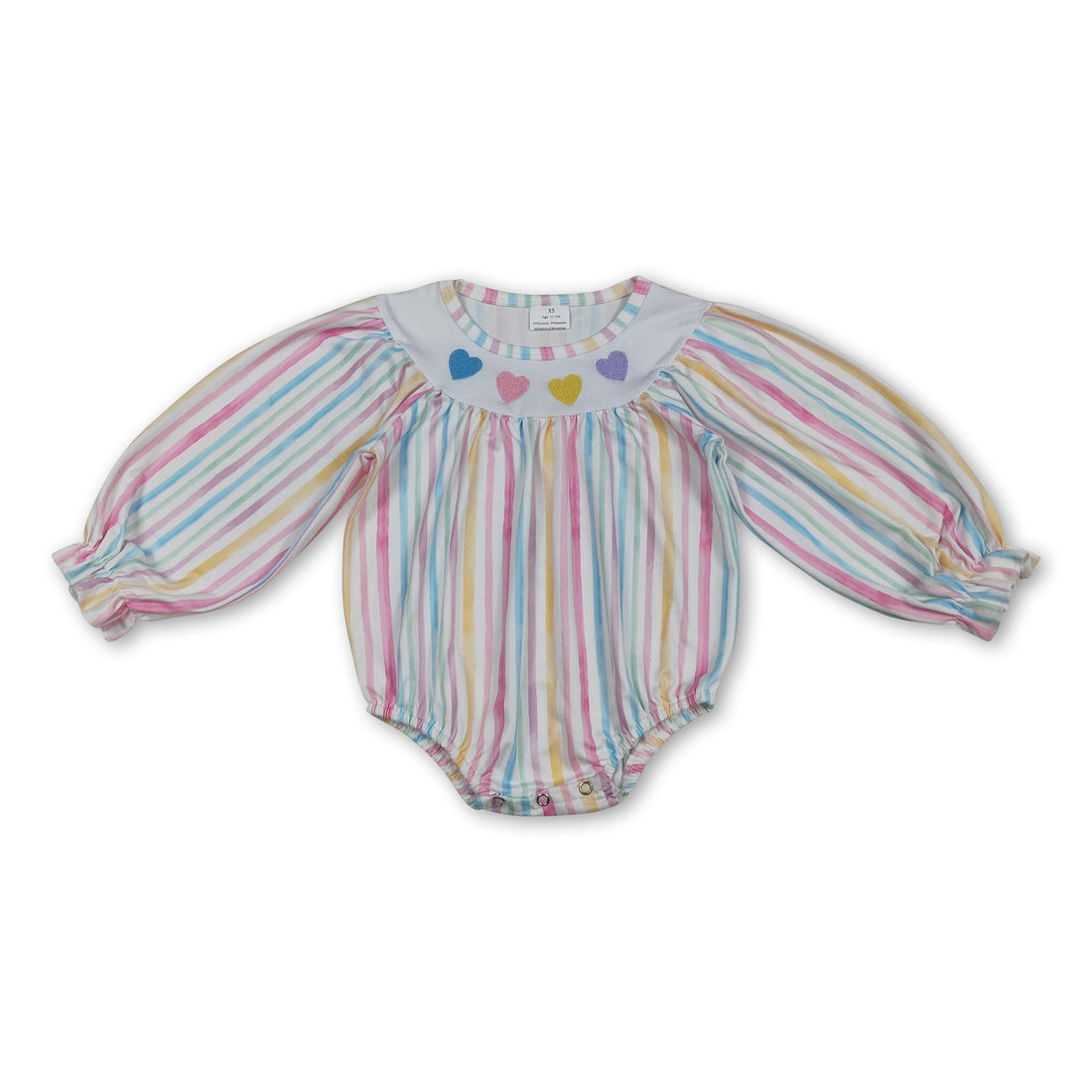 Long sleeves colorful stripe heart baby girls Valentine&