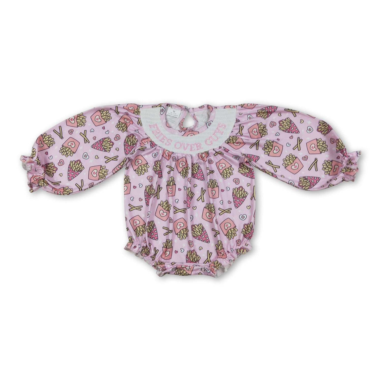 Long sleeves heart fries smocked baby girls Valentine&