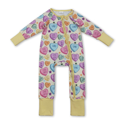 Long sleeves yellow plaid heart baby girls valentine&