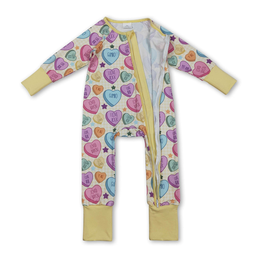 Long sleeves yellow plaid heart baby girls valentine&