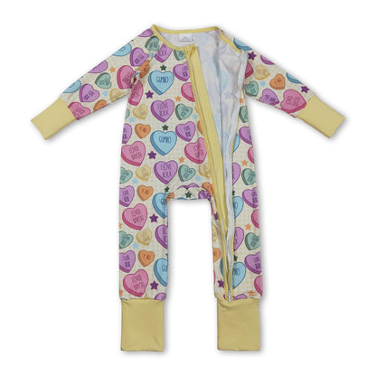 Long sleeves yellow plaid heart baby girls valentine&