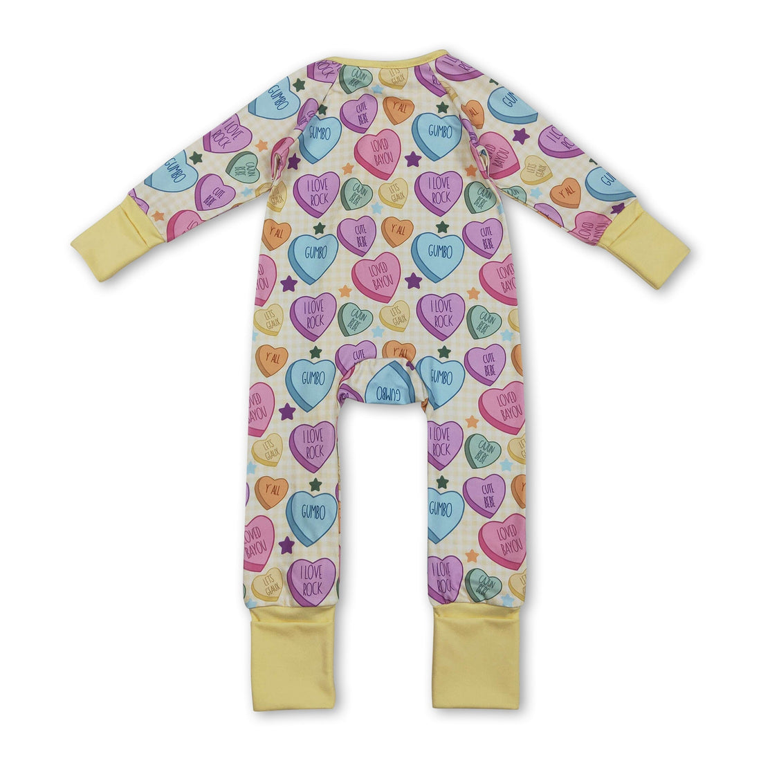Long sleeves yellow plaid heart baby girls valentine&