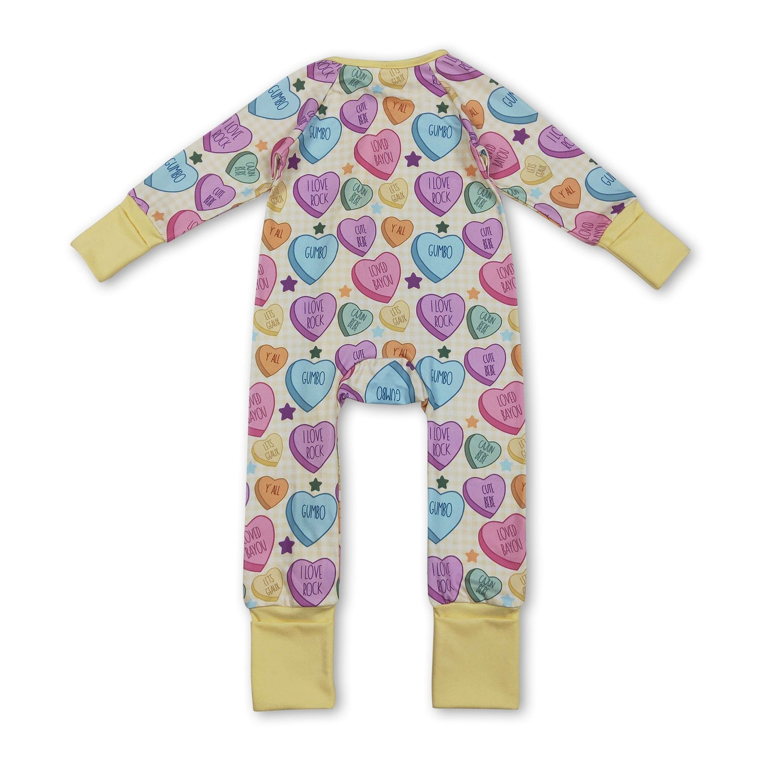 Long sleeves yellow plaid heart baby girls valentine&