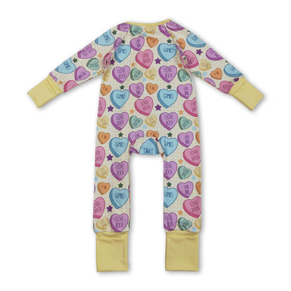 Long sleeves yellow plaid heart baby girls valentine&