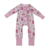 Pink heart-themed cowboy boots and hat set for girls, featuring zipper romper by Mini Rodeo, perfect for Valentine&