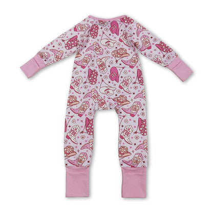 Pink heart boots hat western girls Valentine&