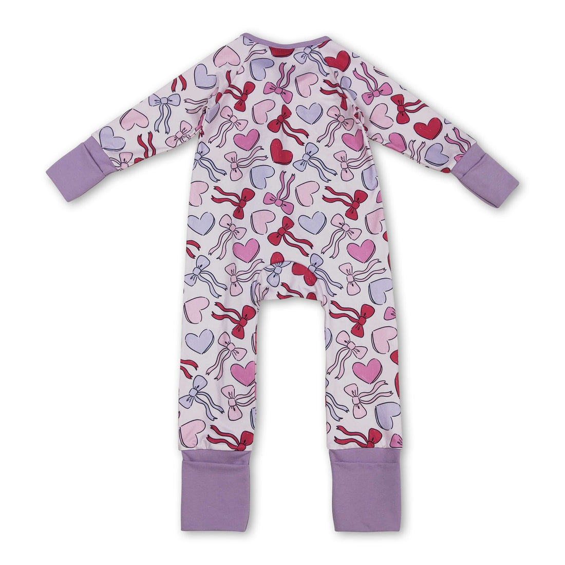 Long sleeves lavender heart bow baby Valentine&