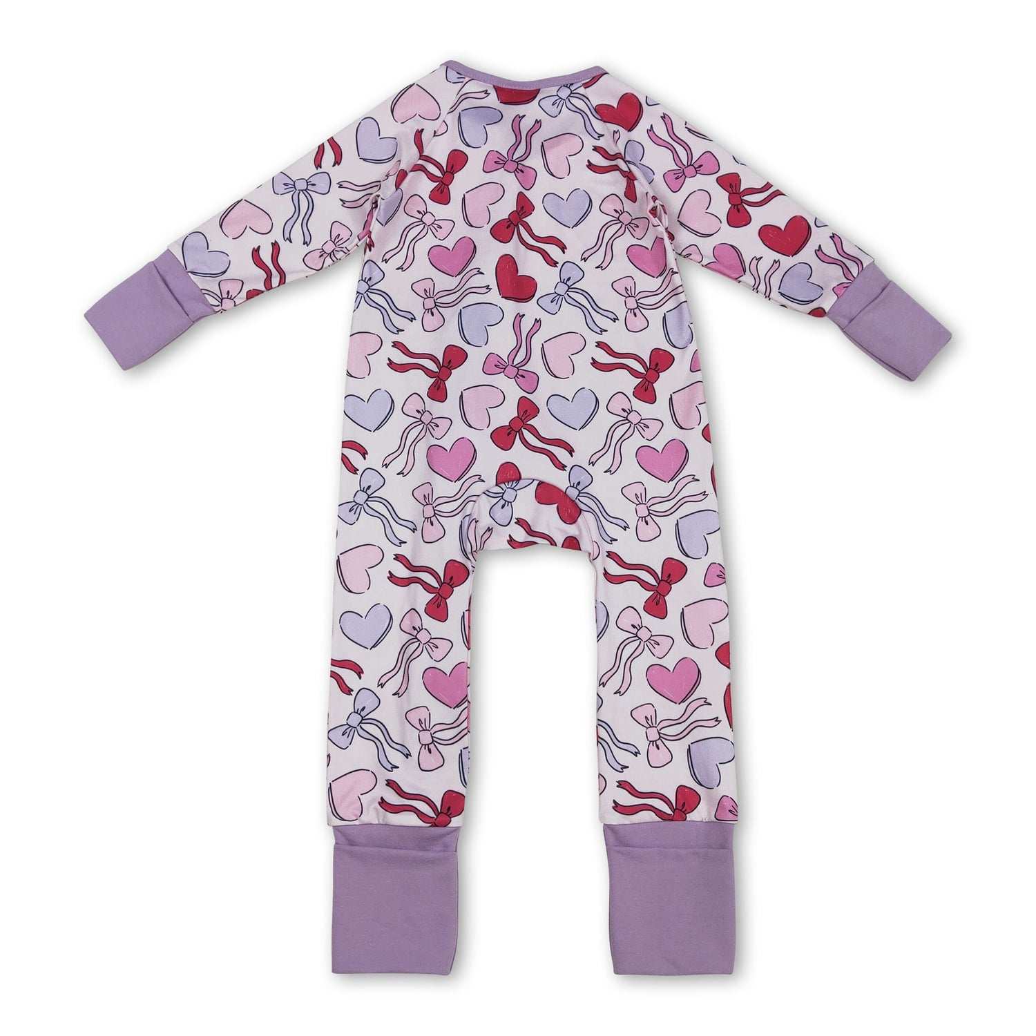 Long sleeves lavender heart bow baby Valentine&