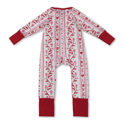 Red heart love floral baby girls Valentine&